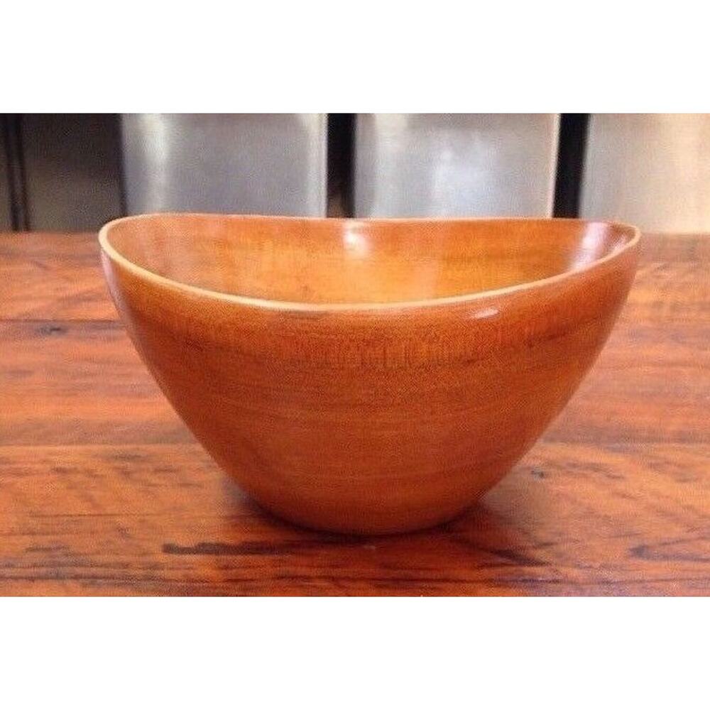 Vtg Mid Century Bergmann Oberammergau German Handcarved Maple Wood Display Bowl